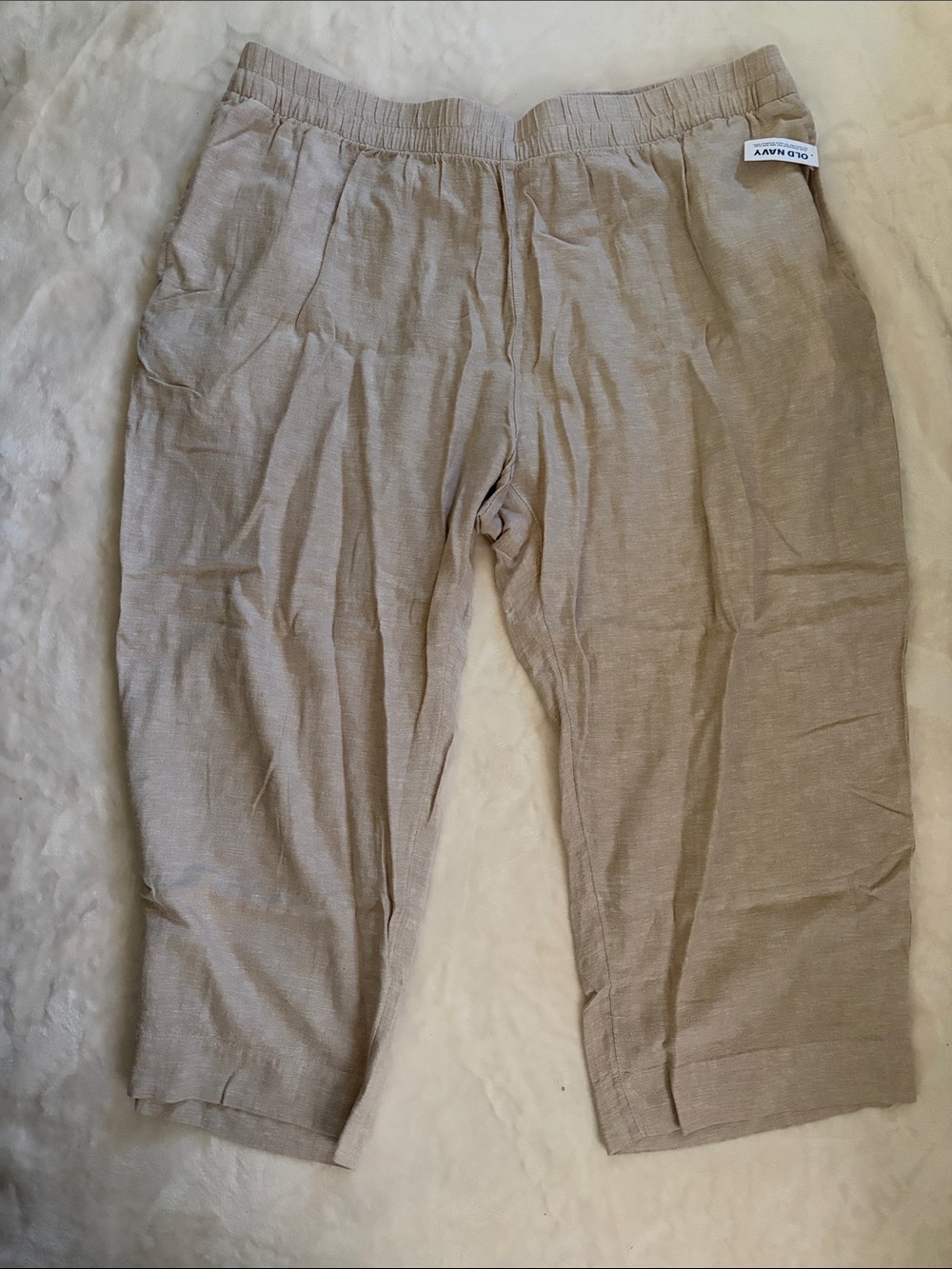 Old Navy Beige Cropped Linen-Blend Women's Pants